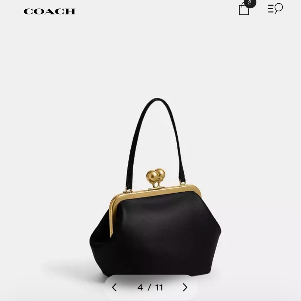 Coach Kisslock Frame Bag 16 in Black with Glovetanned Leather NWT￼ - Picture 3 of 11